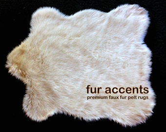 Classic Original Chubby Bear Pelt Rug by Fur Accents - Faux Sheepskin Area Rug -  White - Black - Brown - Gray - Tan