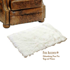 Fur Accents Premium Shag Faux Fur Area Rug - Sheepskin - Toss Rug - Soft Shaggy Shag - Accent Throw Carpet - Rectangle