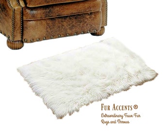 Fur Accents Premium Shag Faux Fur Area Rug - Sheepskin - Toss Rug - Soft Shaggy Shag - Accent Throw Carpet - Rectangle