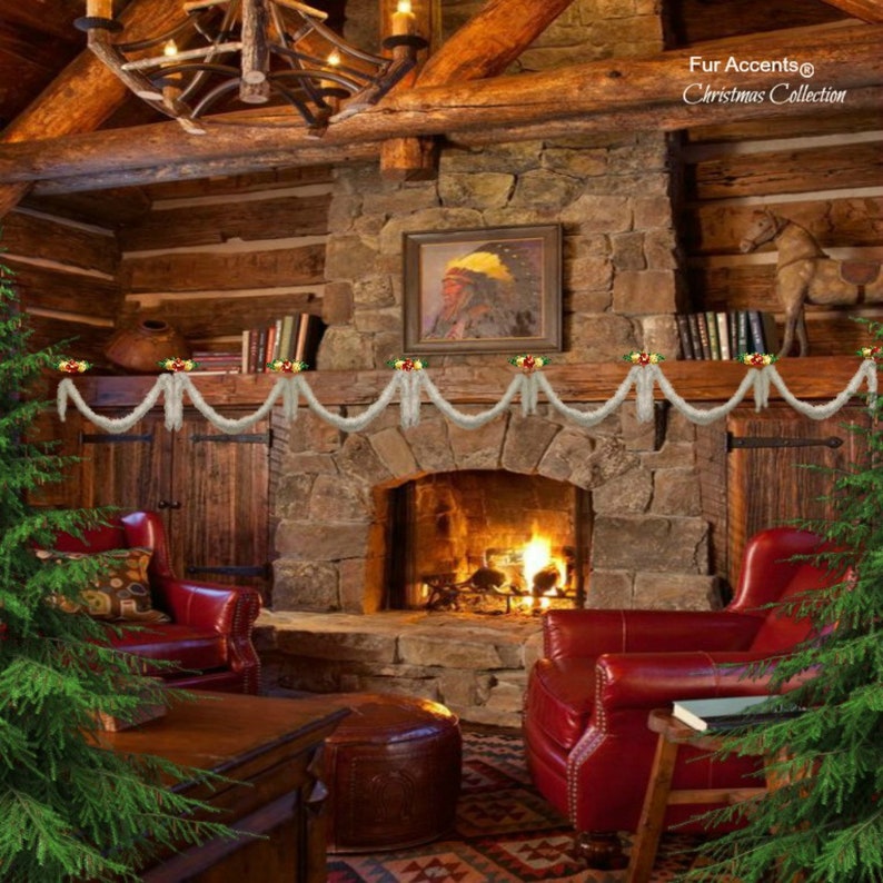 New Shaggy White Faux Fur Christmas Tree Garland Etsy