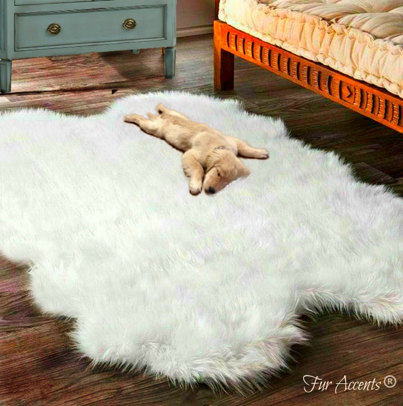 Premium Faux Fur Shag Rug Faux Sheepskin Area Rug Quad Etsy