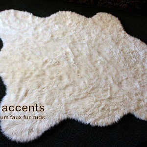 Premium Shaggy Bear Skin - Sheepskin - Faux Fur Area Carpet - Fur Accents Throw Rug - Plush Designer Shag - Contemporary Home Decor