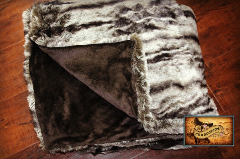 Brown Gray Gray Brown Chinchilla Minky Cuddle Fur Blanket Reversible 2 in 1 Baby Cuddle Fur Chocolate Cuddle Fur Lining