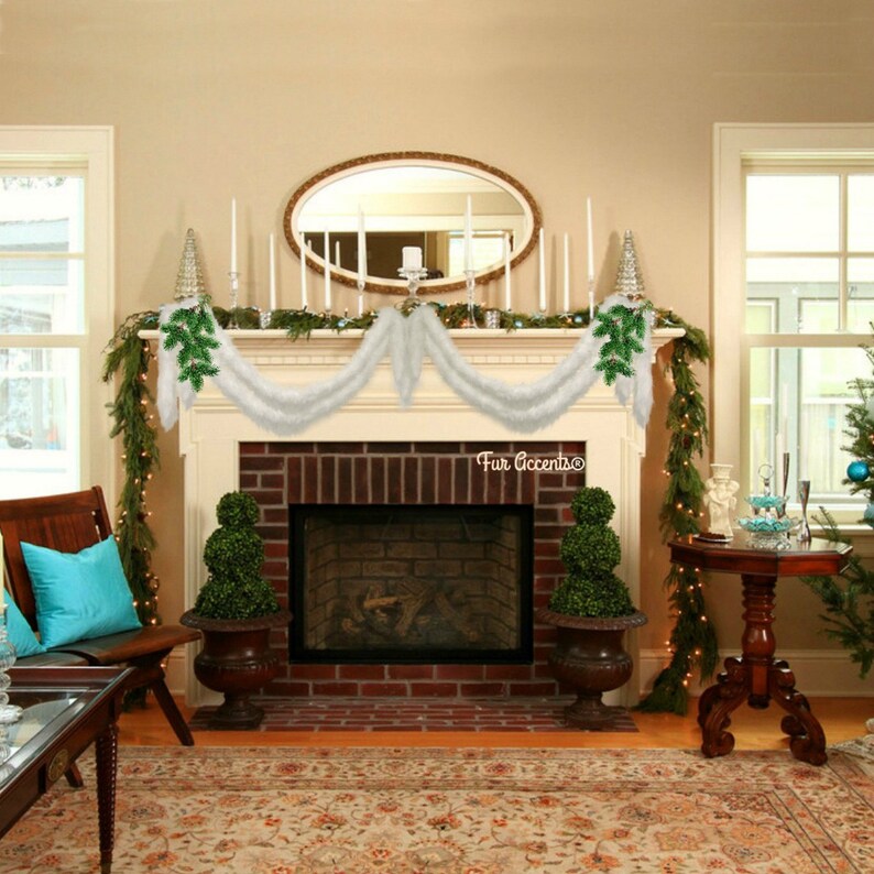 New Shaggy White Faux Fur Christmas Tree Garland Etsy