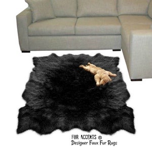 Fur Accents Free Form Shape Sheepskin Pelt Rug - Faux Fur - Unique Designer Area Carpet