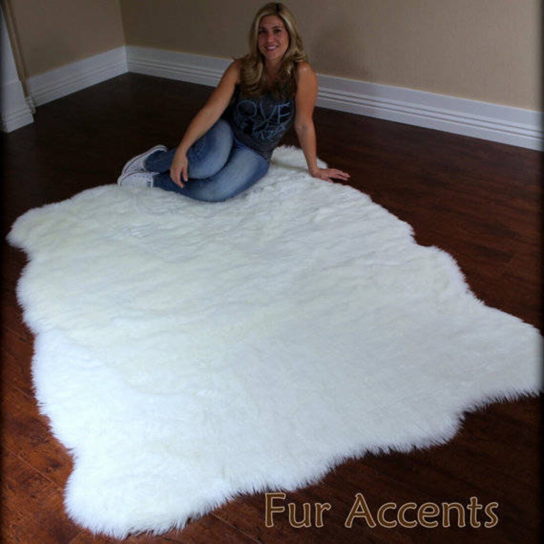 Shaggy Faux Sheepskin Rug – Long Hair Shag Throw, Rustic Lodge Decor - Etsy