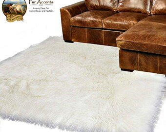 Shaggy Faux Fur Area Throw Rug - Fake Sheepskin Shag - Pelt Rug - Rectangle - Area Carpet - Soft Shag- Plush - Designer Decor
