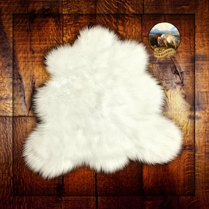 Shaggy Off White Faux Fur Sheepskin  - Chubby Bear Skin Rug - Accent Throw Rug - Plush White Shag - Classic  Original Chubby Bear Design