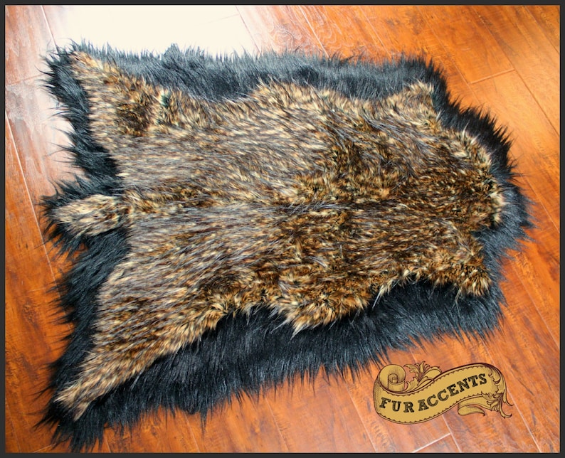 Fur Accents Pelt Rug Faux Fur Double Deer Throw Brown Etsy
