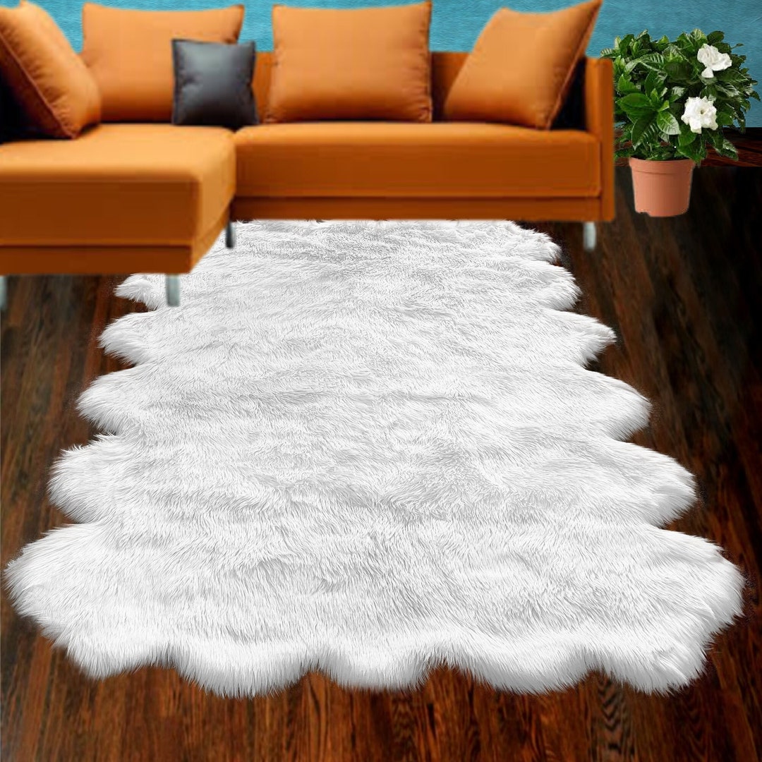 Large Shaggy Faux Fur Area Rug - Classic - Multi Pelt Octo - Faux ...