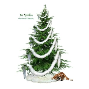 New Shaggy White Faux Fur Christmas Tree Garland, Swag,Ornaments, Decorations,Handmade,From 5&quot; to 100&#39; Long USA
