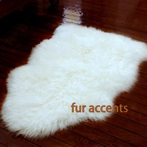 Shaggy Faux Fur Sheepskin Throw Rug - Long Hair Mongolian Shag - Fake Flokati Sheep Area Carpet - Accent Throw - Plush Pelt