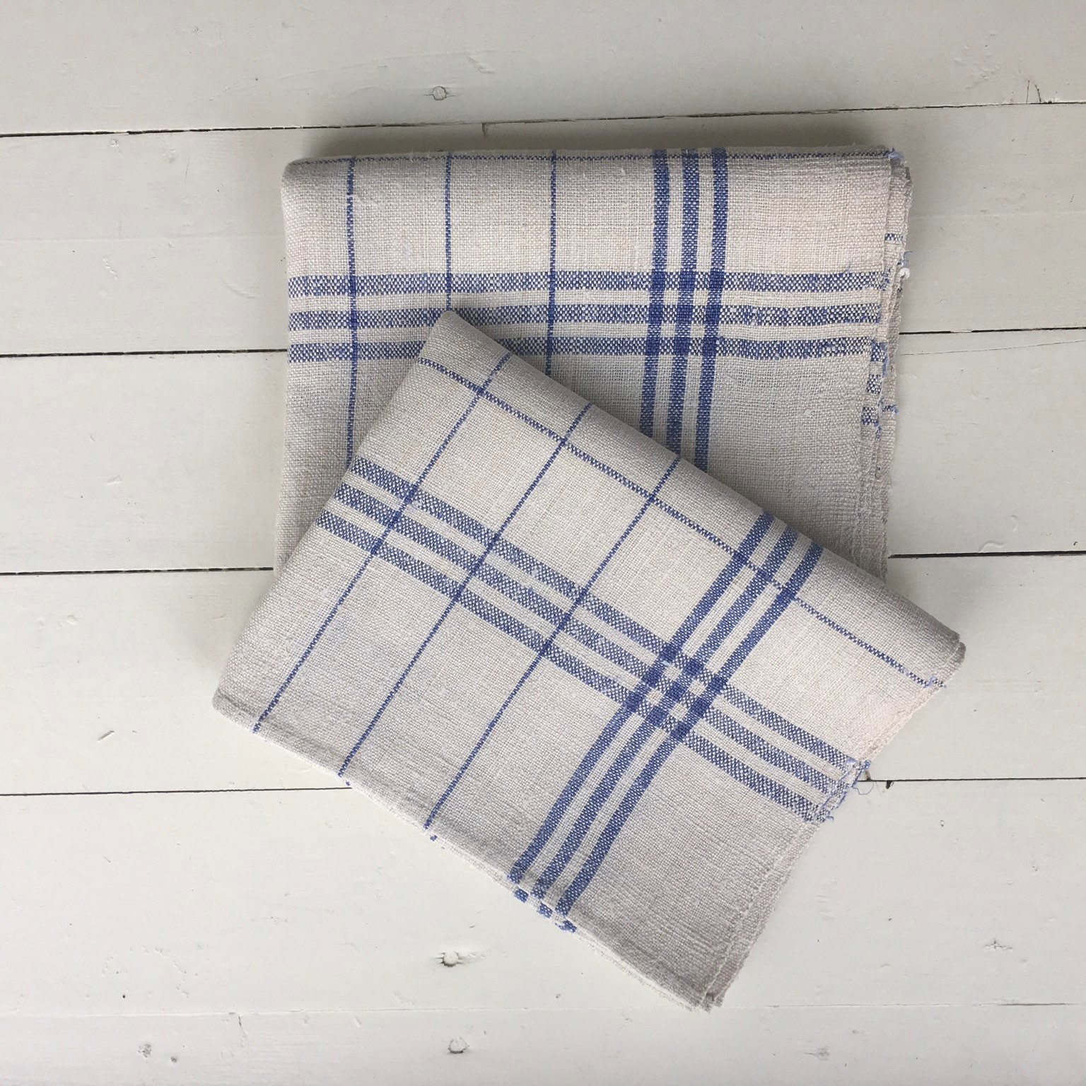 NTT1817 Blue Stripe Checked Tea Towel