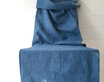 Pale Indigo Blue Hungarian Dyed  Linen Sack Patched Faded Worn Sewing Projects Cushions  DIS2218    Washed and Ready to Go