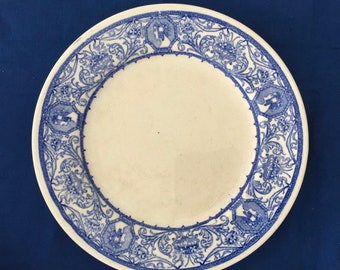 Stoneware Hungarian Zsolnay Pottery Ceramic Plate - Blue and White Traditional Pattern Display Collection Kitchen Dining