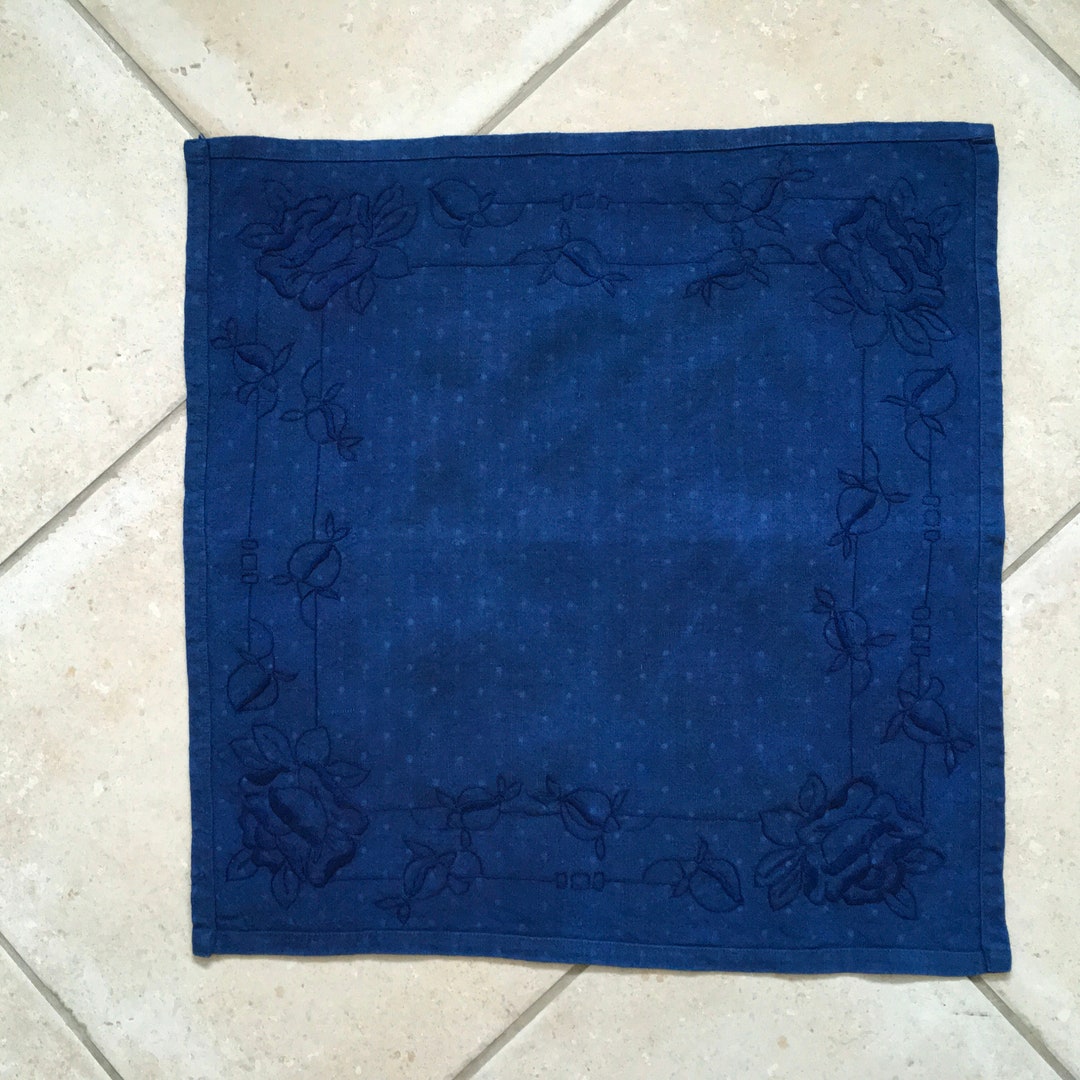 Indigo Tea Towel Linen Vintage Fabric Handmade Linen DTT2006 Etsy