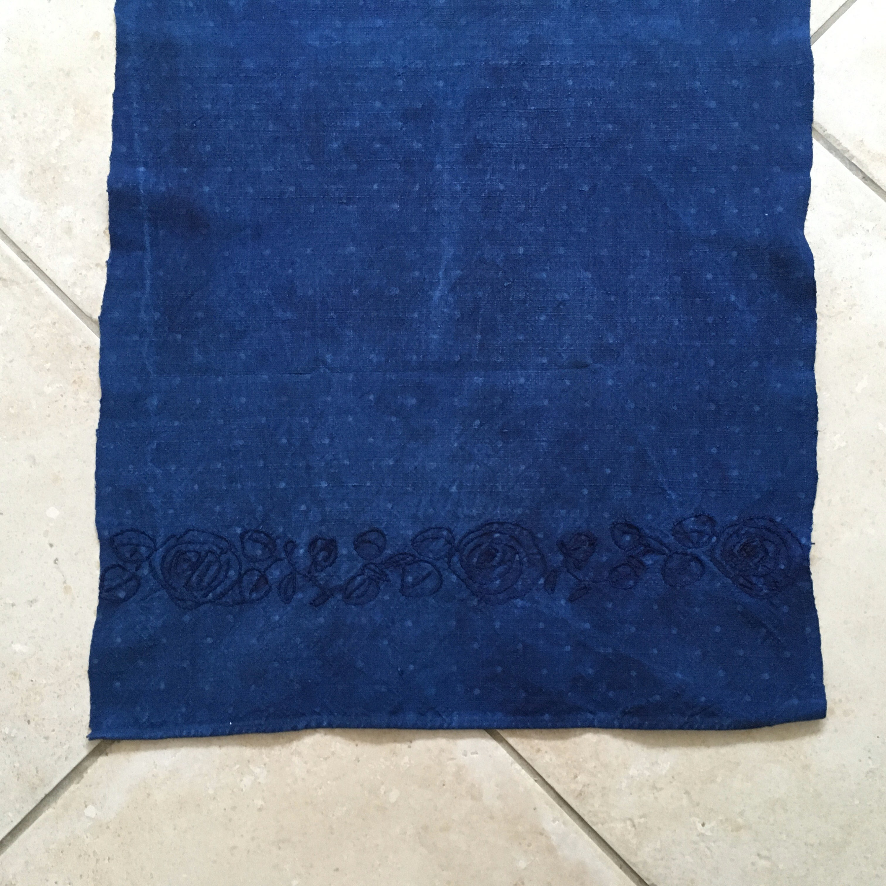 Indigo Tea Towel Linen Vintage Fabric Handmade Linen DTT2007