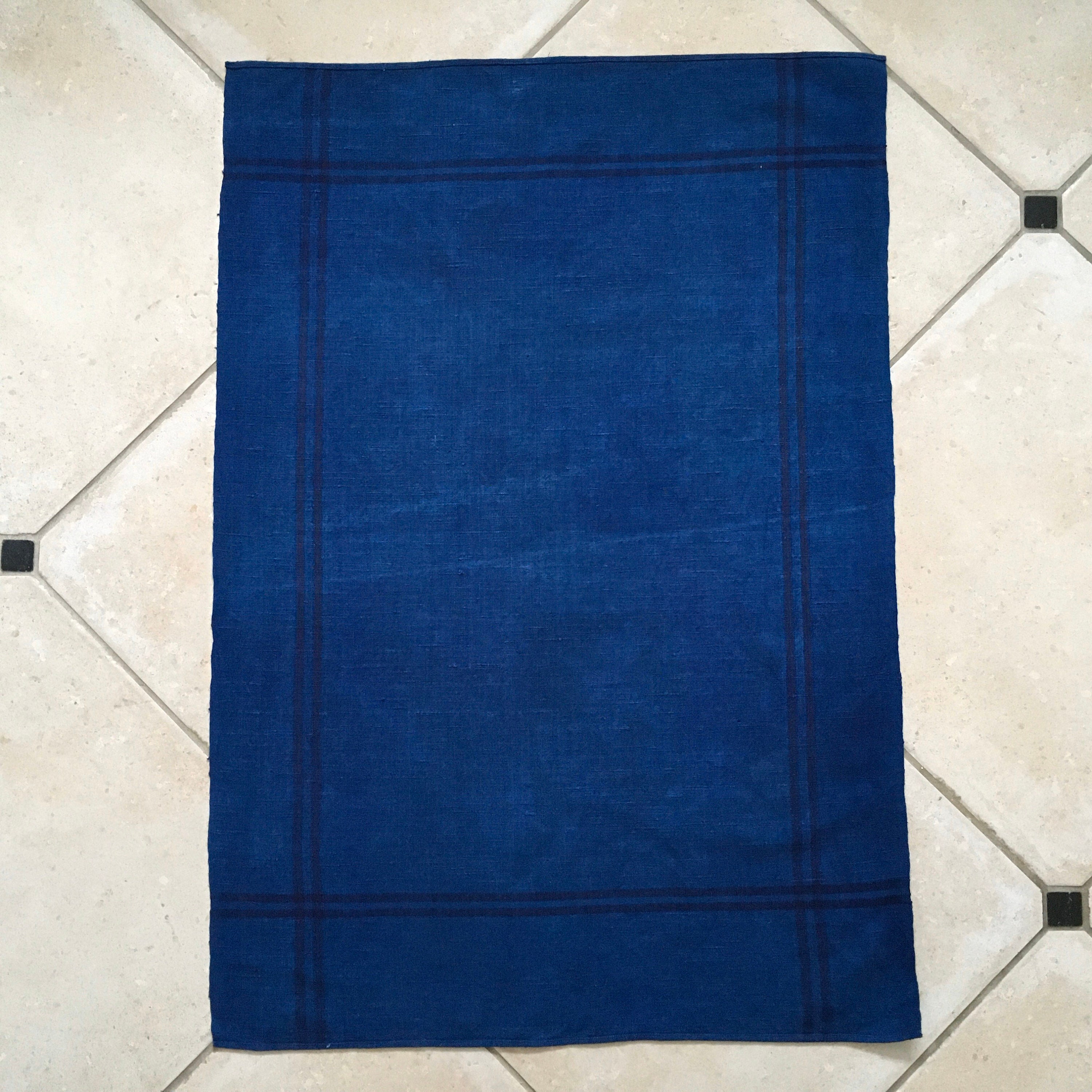 Indigo Tea Towel Linen Vintage Fabric Handmade Linen DTT2008