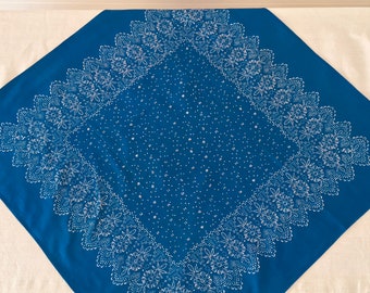 Hand Blocked and Hand Blue Dyed Fine Cotton Tablecloth using Traditional Techniques BDT1901