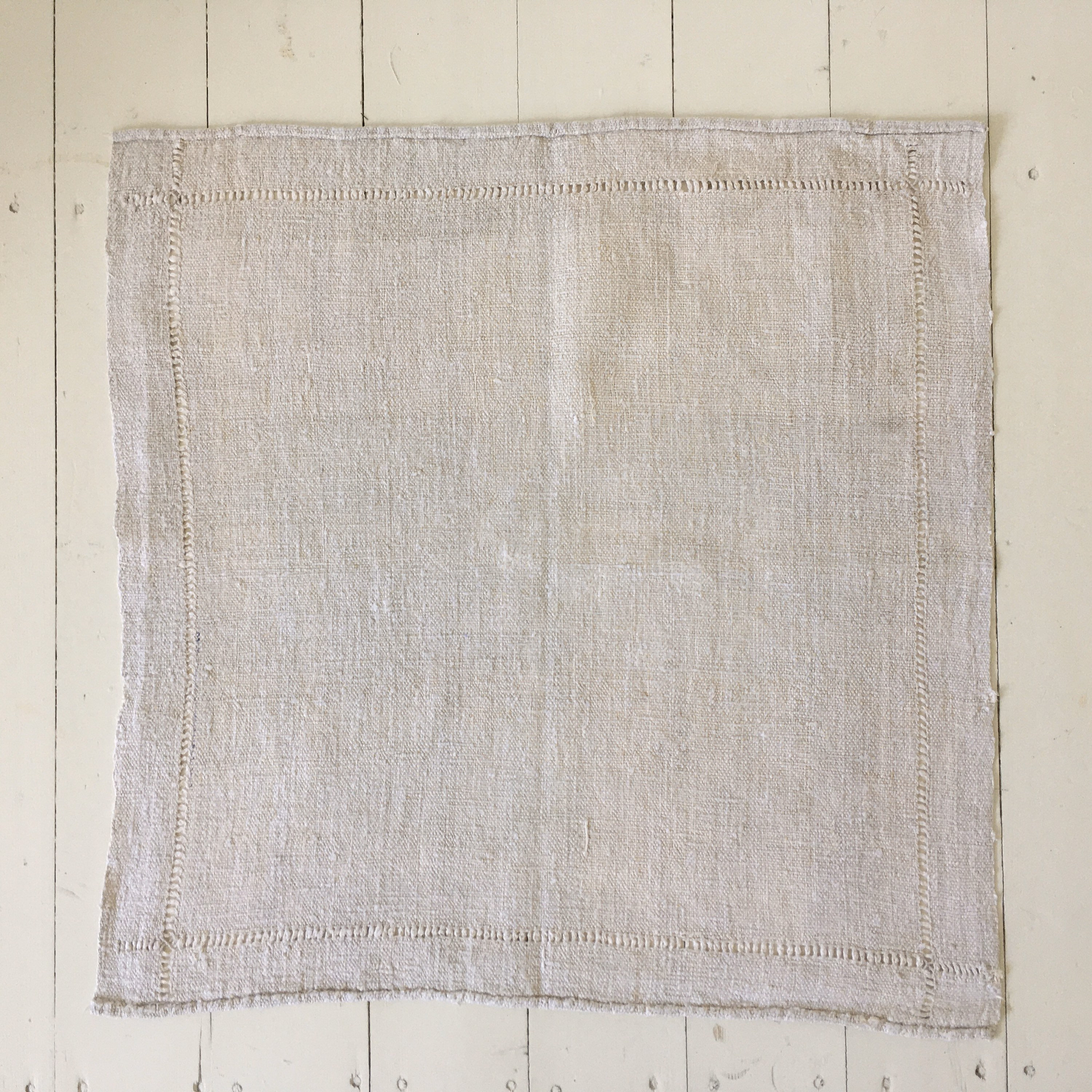 NNP2000 Handwoven Plain Textured Hand Spun Linen Napkin Open Threadwork