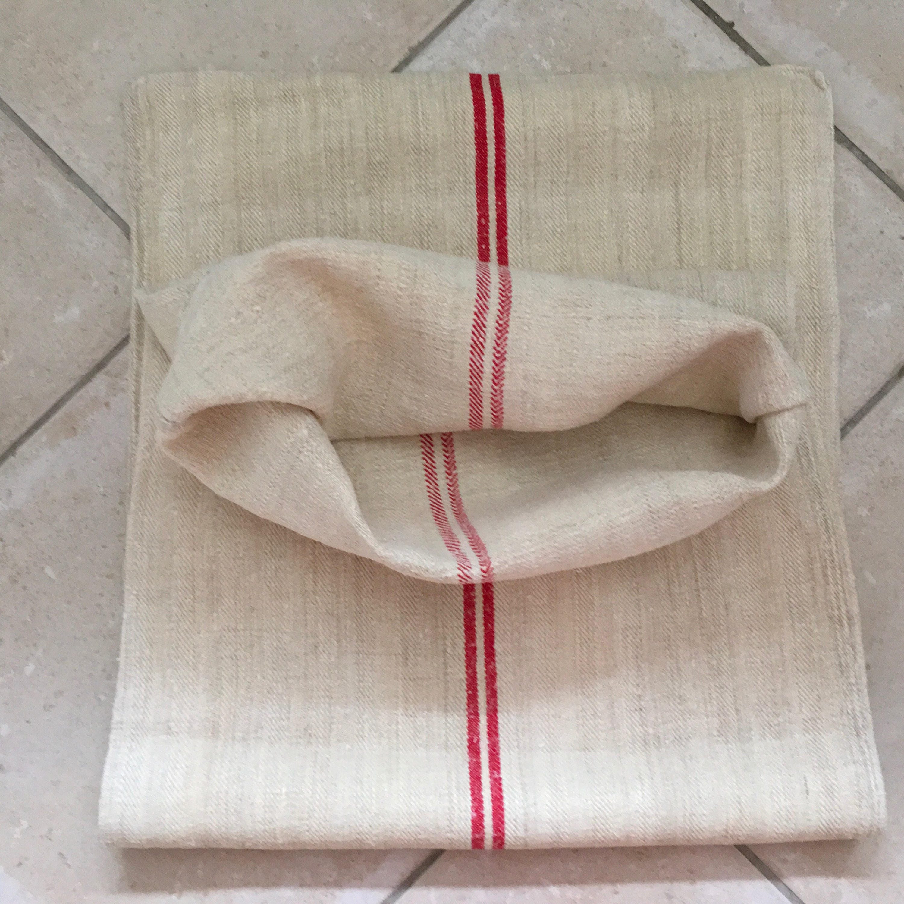 NS1724 rot natürliche Kalkstein Vintage Leinen Grainsack Stoff | Etsy