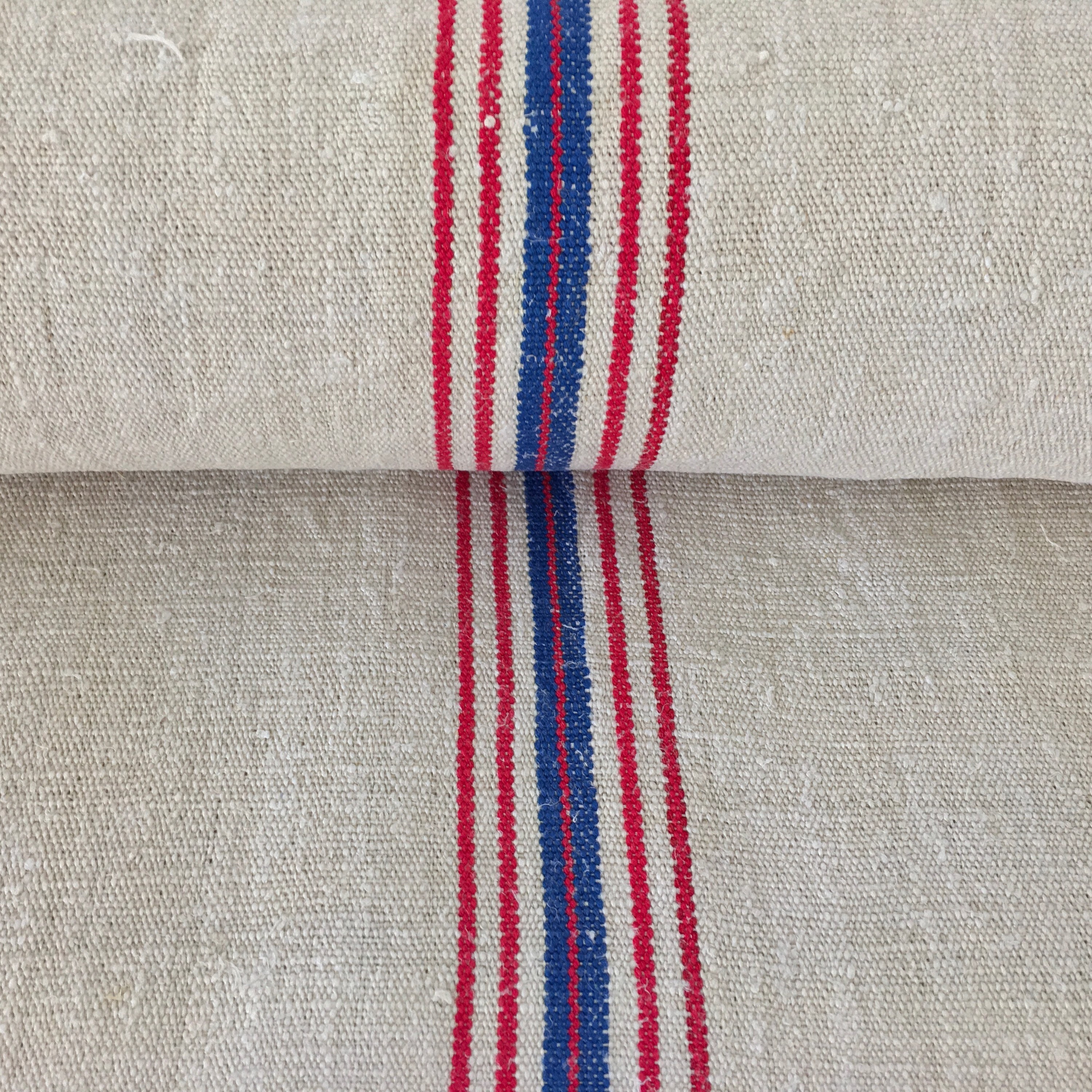 Red and Blue Striped Linen By The Metre
