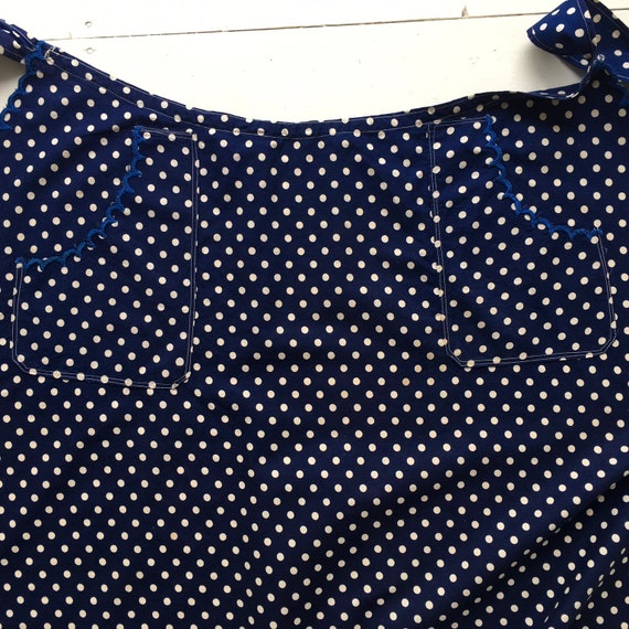 Indigo Blue Dot Apron Vintage Hungarian Cotton - image 4