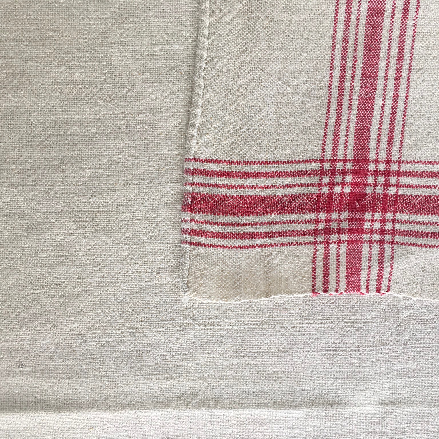 Pink Stripe Tea Towel Linen Vintage Fabric Handmade Linen NTT1918