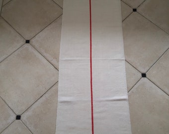 NS1922  Natural Limestone Red Stripe Vintage Linen Grainsack