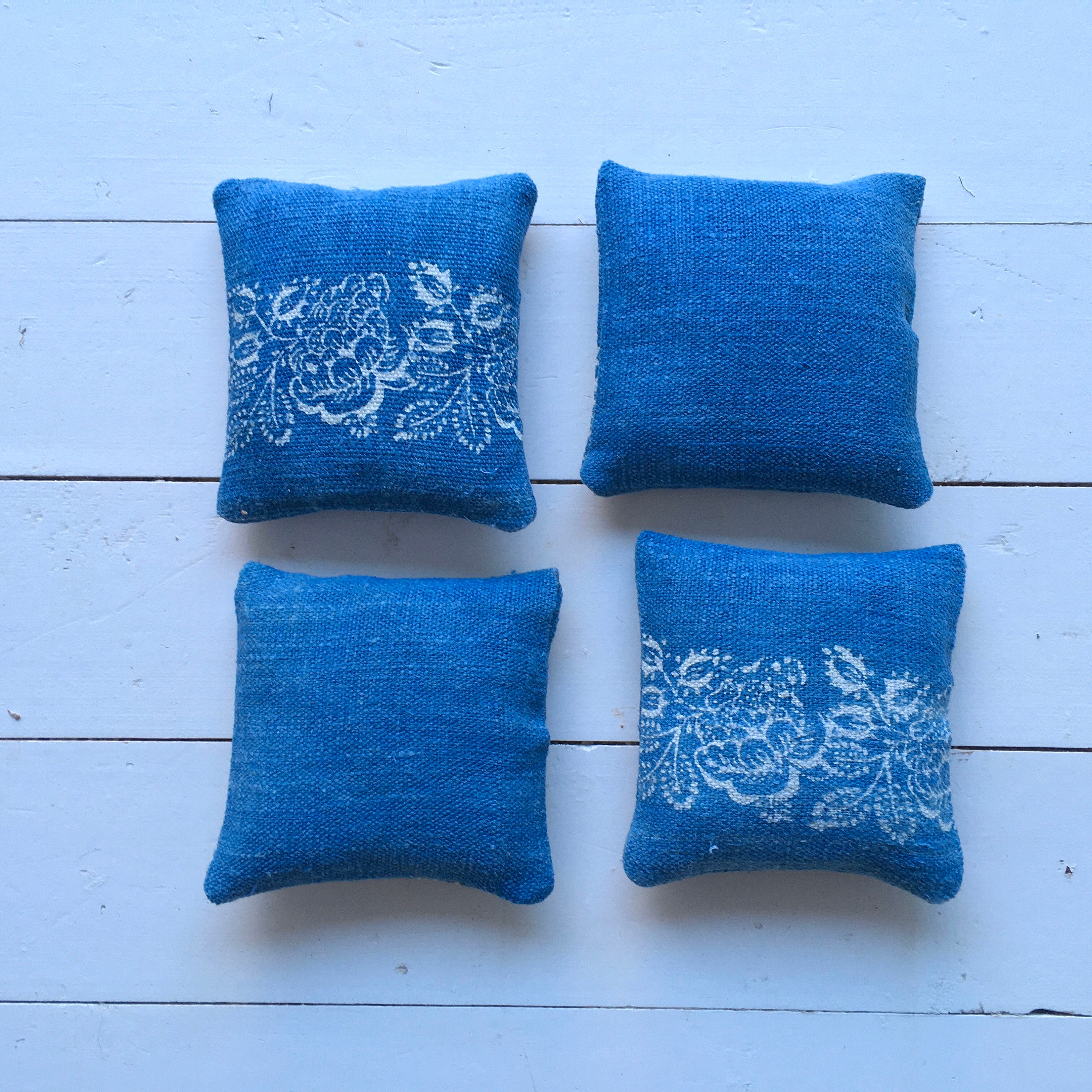 Faded Indigo Linen Lavender Pillows Bags Sachets