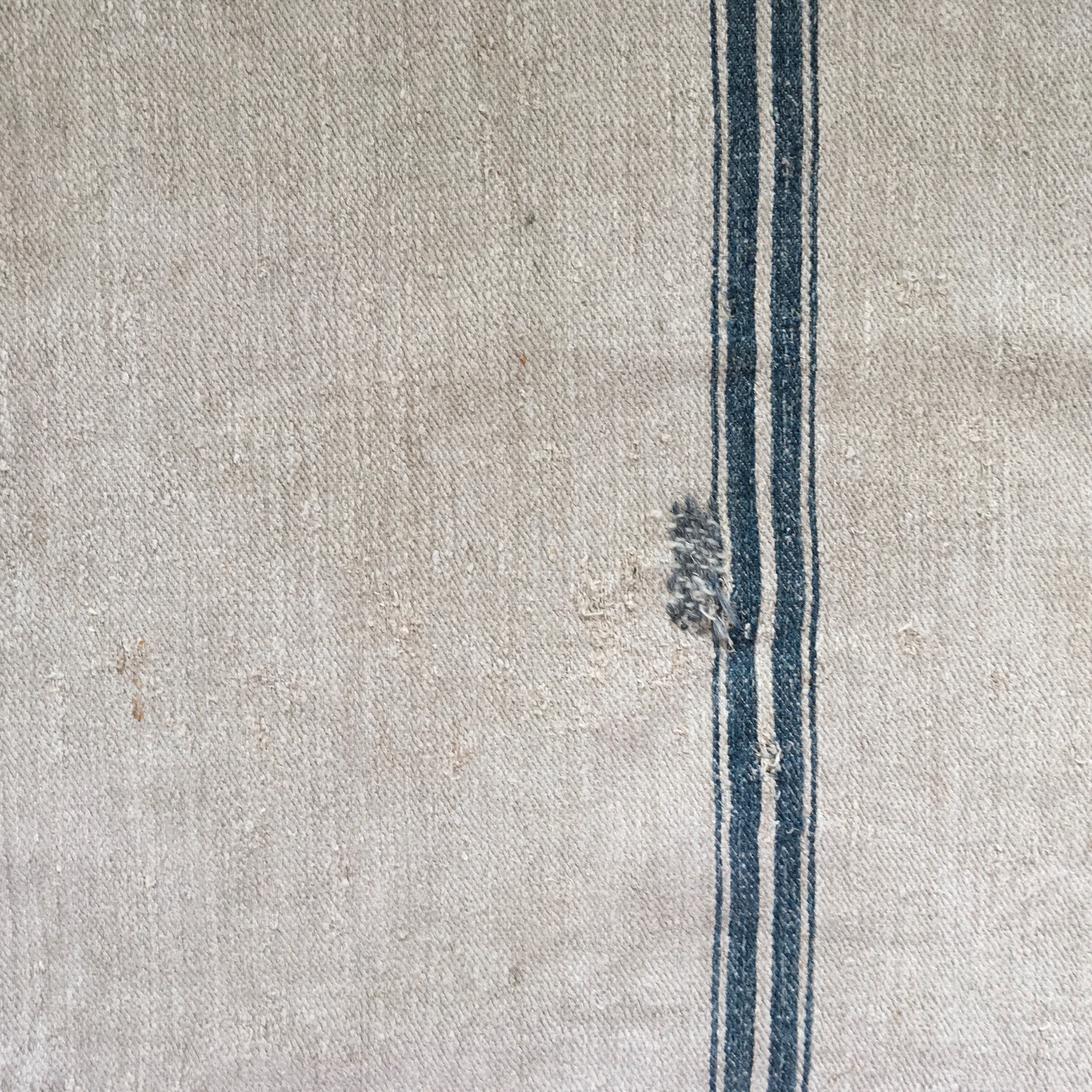 NS1621 Blue Stripe Twill Vintage German Linen Floursack