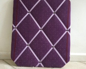 Purple White Polkadot Vintage Linen Fabric Nautical Dotty Spots Large Pinboard 51 x 41 cms 20 x 16 inches