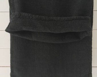 Charcoal Black Dyed Vintage Twill Weave Linen Grain Sack Upholstery ...