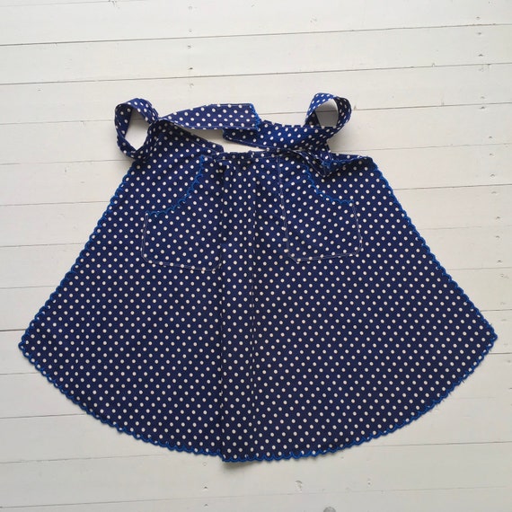 Indigo Blue Dot Apron Vintage Hungarian Cotton - image 5