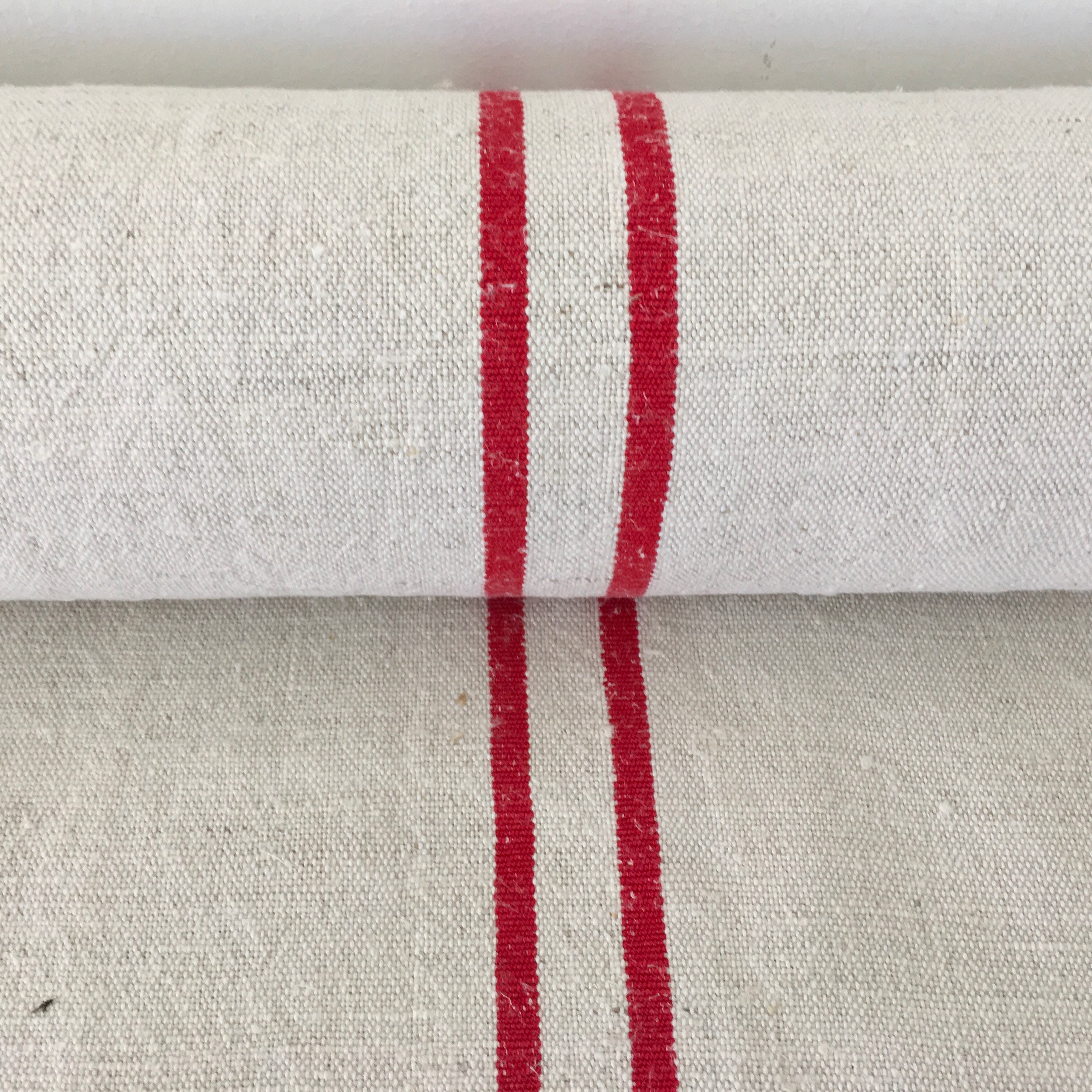 Red Stripe Natural Cotton Linen Sandstone Vintage Linen Fabric One Piece