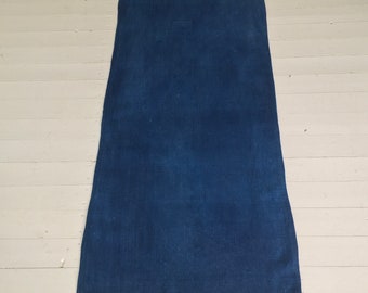 Indigo Blue Hungarian Traditionally Dyed Long Wide Linen Sack Patched Faded Worn Sewing Projects Cushions  DIS2217 Washed and Ready to Go