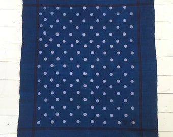 Indigo Dyed Polka Dot Tea Towel Table Centre Hand Spun Linen Vintage Fabric DTT2201