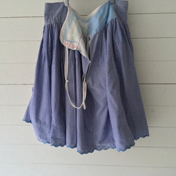 Blue and White Check Brushed Cotton  Skirt Vintag… - image 5