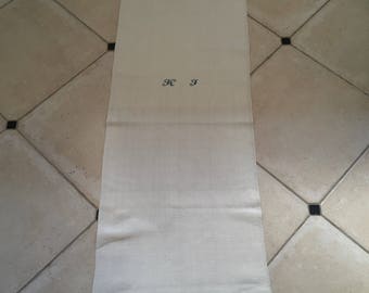 Monogrammed 'KJ' Natural Limestone Vintage Linen Grainsack