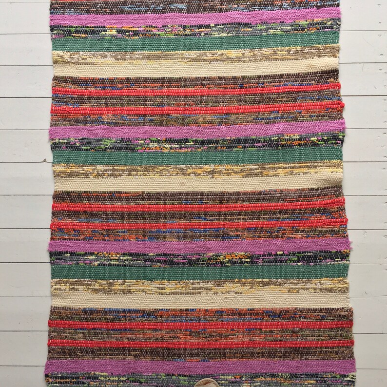 Vintage Swedish Rag Rug Orange Green Brown Stripey Rag Rug - Etsy UK