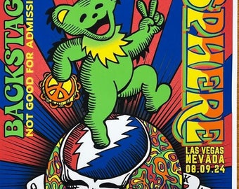 OFFICIAL REONEGRO Licensed Dead & Co. SPHERE Concert Poster: Date 08/09/2024 Las Vegas