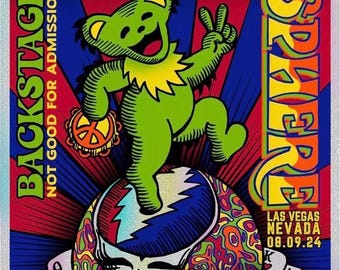 Glitter Variant - OFFICIAL REONEGRO Licensed Dead & Co. SPHERE Concert Poster: Date 08/09/2024 Las Vegas