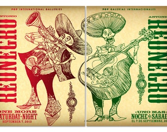 Cartel de la exposición de la banda de mariachis en la galería Reonegro