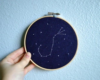 Scorpio Constellation Embroidery Hoop Art - Zodiac Star Sign, Astrology Wall Hanging, Hand Embroidered Scorpio Gift, Starry Sky
