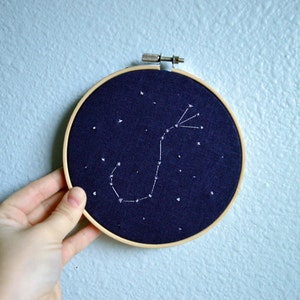 Scorpio Constellation Embroidery Hoop Art - Zodiac Star Sign, Astrology Wall Hanging, Hand Embroidered Scorpio Gift, Starry Sky