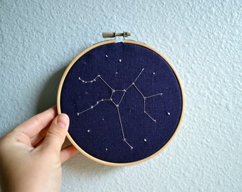 Sagittarius Constellation Embroidery Hoop Art - Zodiac Star Sign, Astrology Wall Hanging, Hand Embroidered Sagittarius Gift, Starry Sky