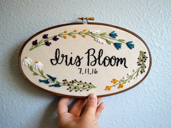 Nom Personnalise Broderie Cerceau Broderie Nom Bebe Art Etsy France