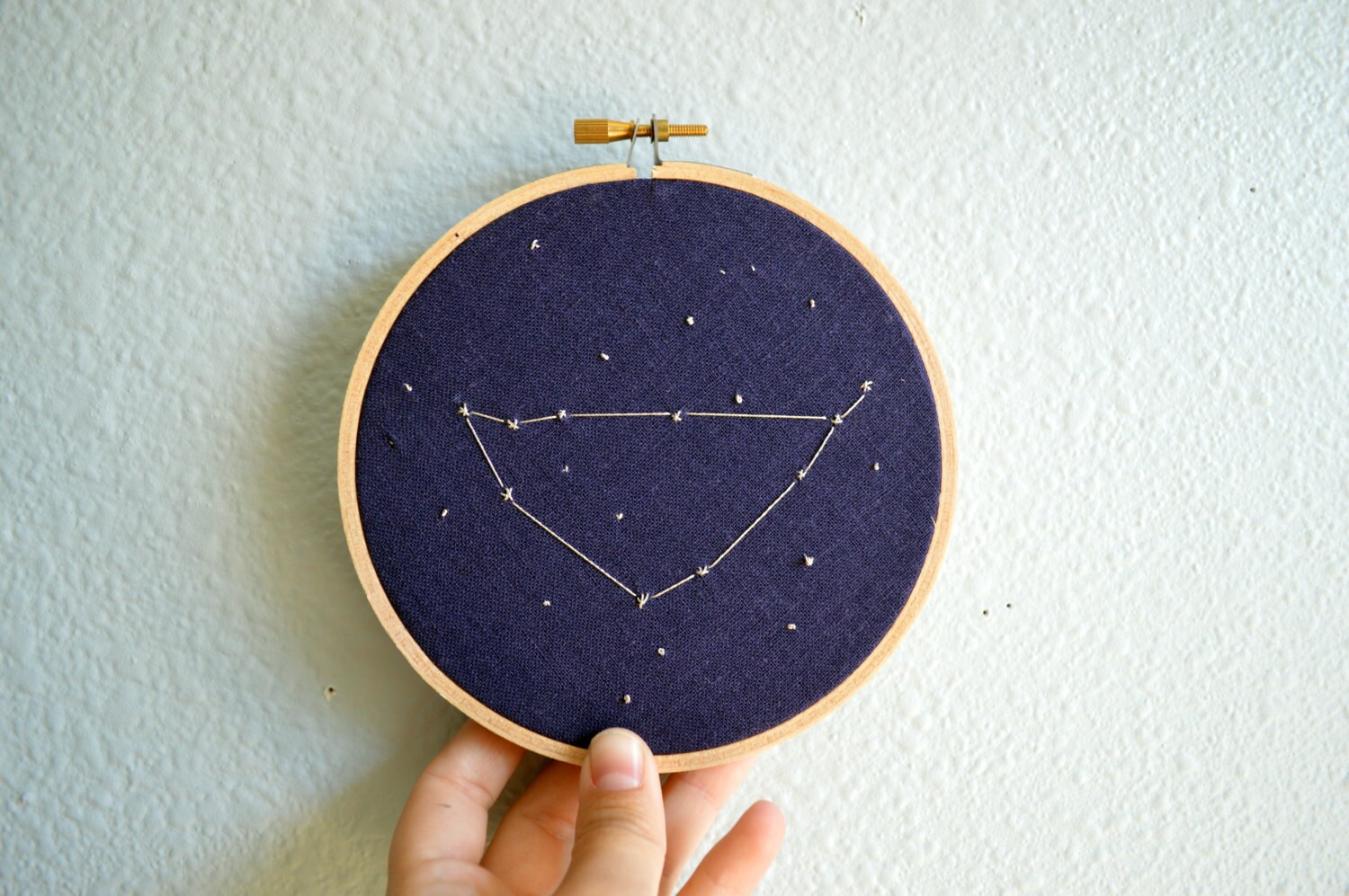 Broderie de Constellation Du Capricorne Cerceau Art - Signe Zodiaque, Astrologie Tenture, Cadeau Bro