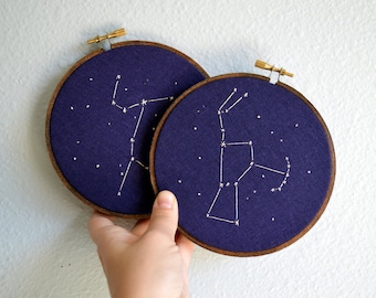 Custom Constellation Embroidery Hoop Art - Choose your own constellation
