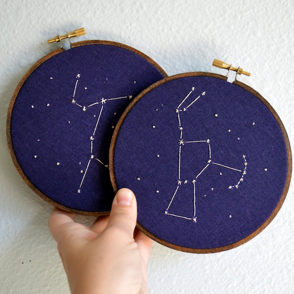 Custom Constellation Embroidery Hoop Art - Choose your own constellation - finished embroidery hoop